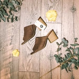 Brown Open Toe Mules